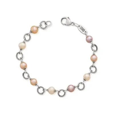 Twisted Wire Link Bracelet with Multi-Colored Cultured Pearls James Avery