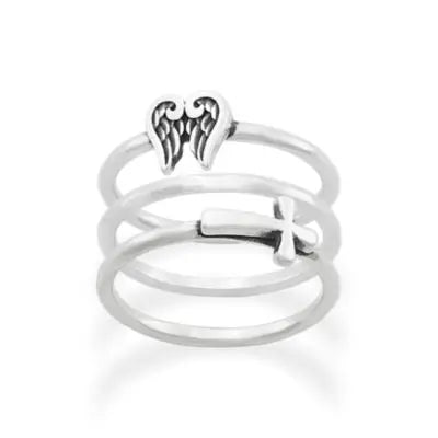 Angel Wings and Horizon Cross Ring Set James Avery