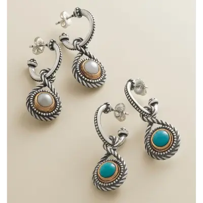 Marjan Gemstone Hoop Dangle Earrings James Avery