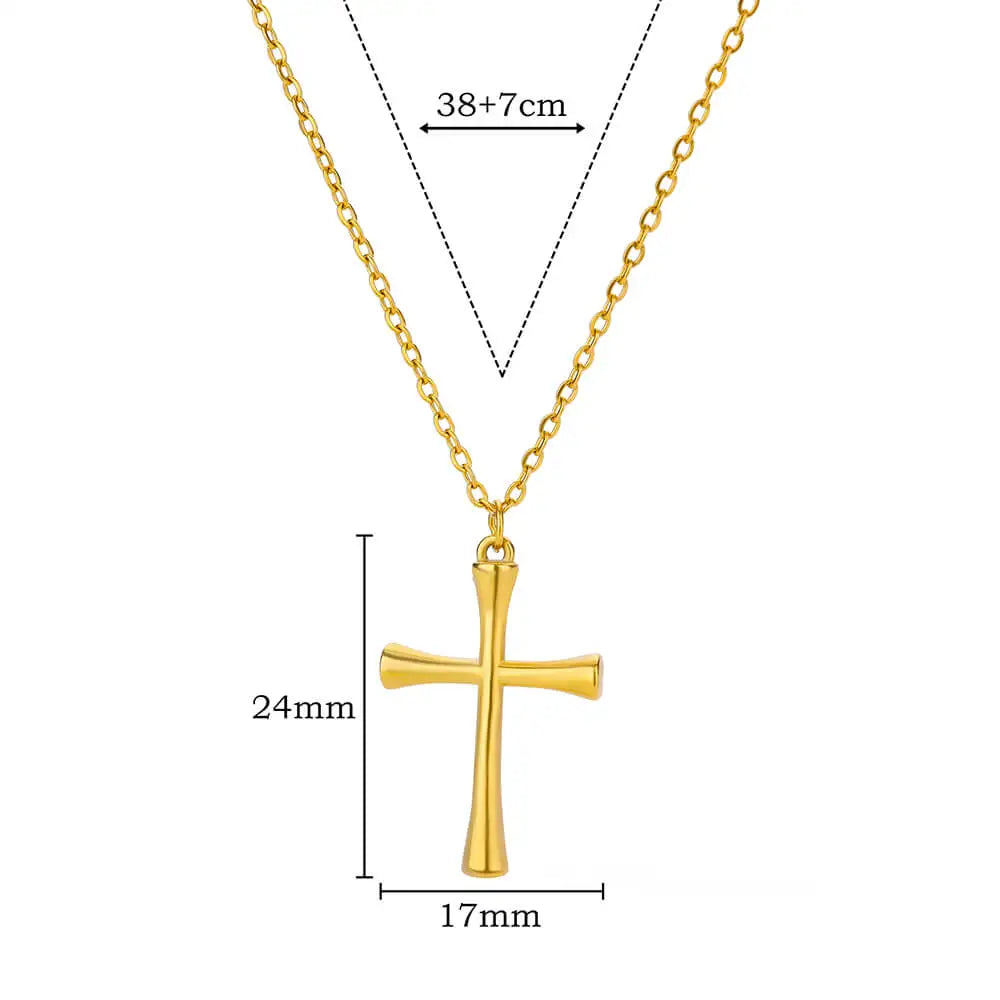 Stainless Steel Cross Necklace For Women Gold Color Chain Cross Pendant Necklaces Retro Religion Jewelry Gift bijoux femme Evry Jewels