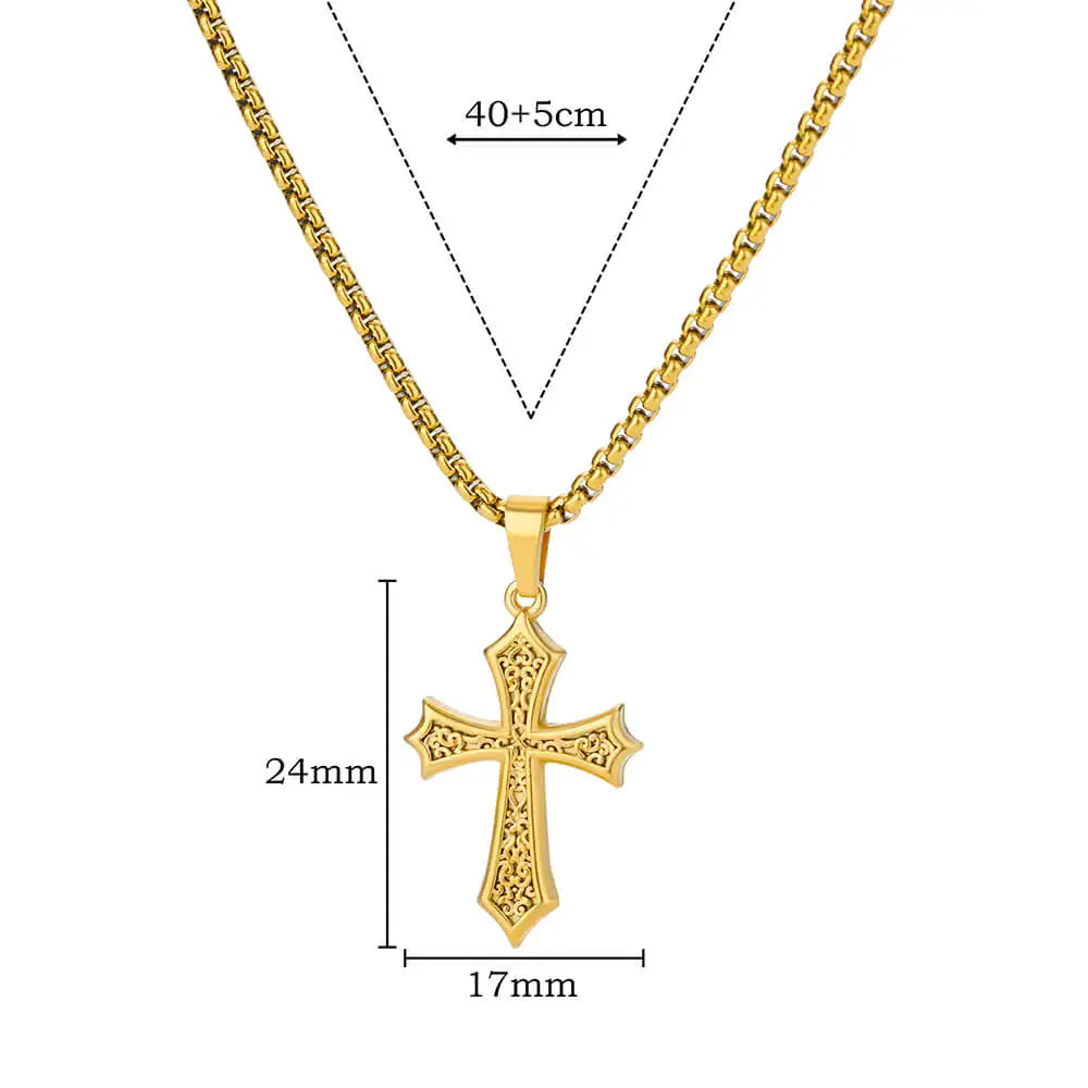Stainless Steel Cross Necklace For Women Gold Color Chain Cross Pendant Necklaces Retro Religion Jewelry Gift bijoux femme Evry Jewels