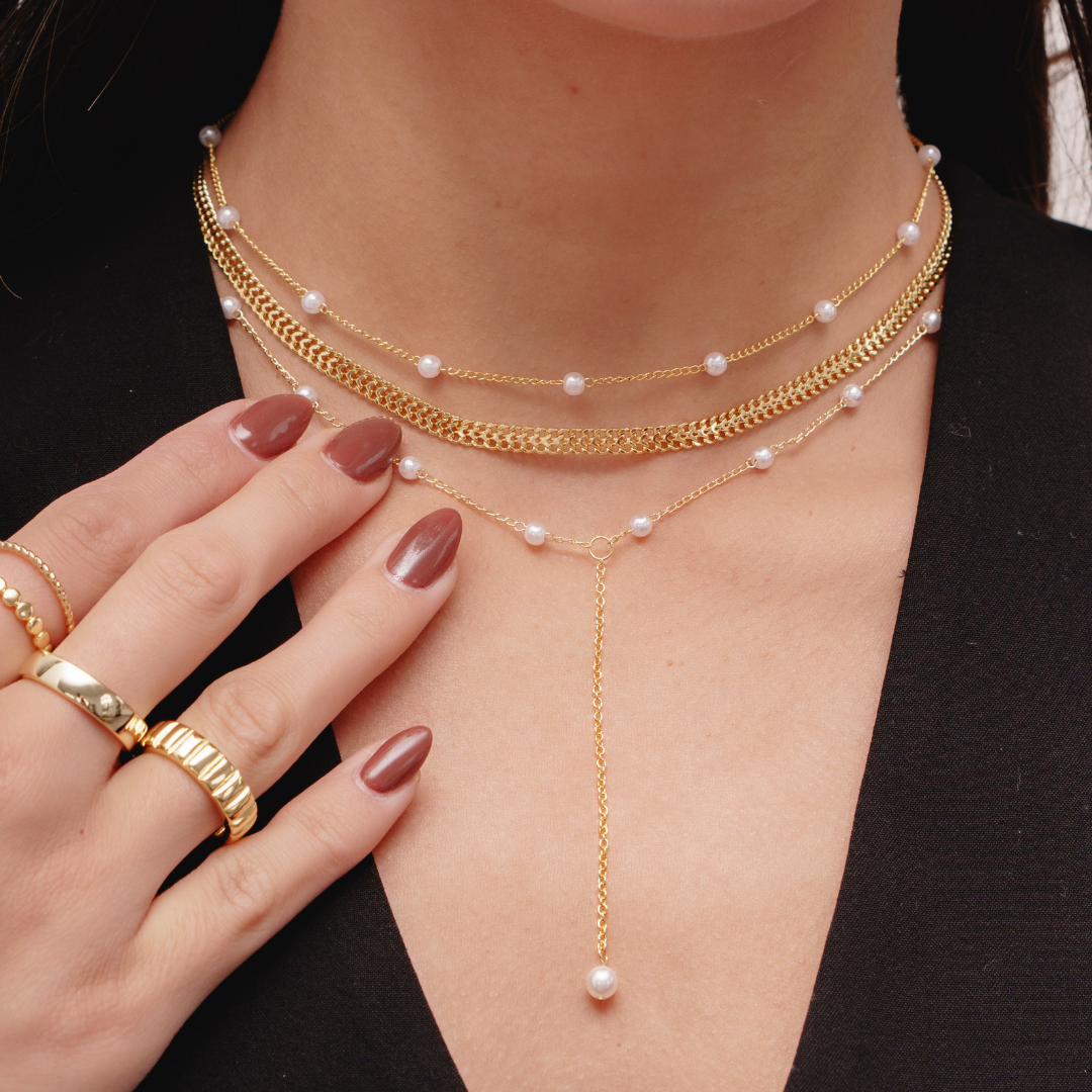 Sweet Pearl Lariat Necklace Lee