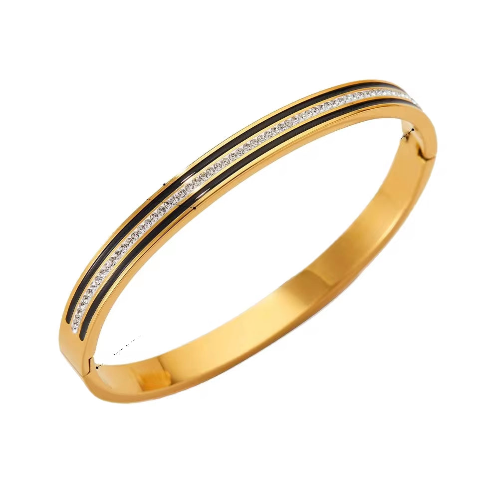 Charm CZ Rhinestone Pave Stainless Steel Cuff Bracelet Bangle Jewelry My Store