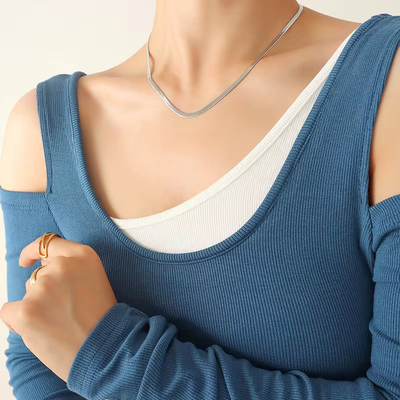 Wholesale Custom Stainless Steel Gold Plated 18K Gold 3Mm Snake Chain Necklace Bracelet Chain Set for Women My Store