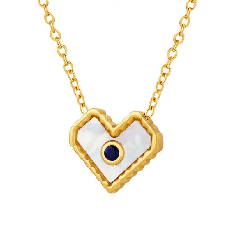 Stainless Steel Shell Heart Zircon Pendant Necklace Simple Gold 18K Necklace for Women My Store