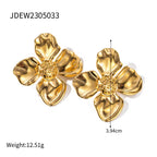 INS Style 18K PVD Plated Chic Stainless Steel Big Flower Earring Party Summer Rings Necklace Jewelry Sets My Store