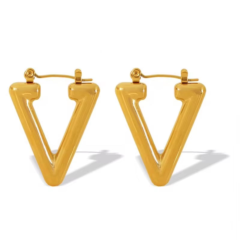 JEWELRY EH166 French New Fashion Street Fashion Inverted Triangle Earrings Printed Textured Earrings My Store