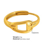 JEWELRY JZ06-11 Japan and South Korea Simple Stainless Steel 18K Gold Hollow Geometric Lines Open Ring for Women My Store
