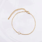 18K PVD Gold Plated Waterproof Stainless Steel Paper Clip Chain round Zirconia Bracelet for Women Wholesale Jewelry My Store