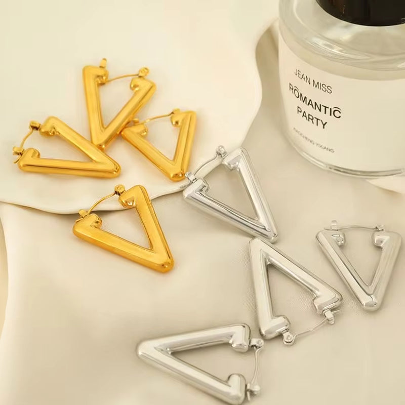 JEWELRY EH166 French New Fashion Street Fashion Inverted Triangle Earrings Printed Textured Earrings My Store