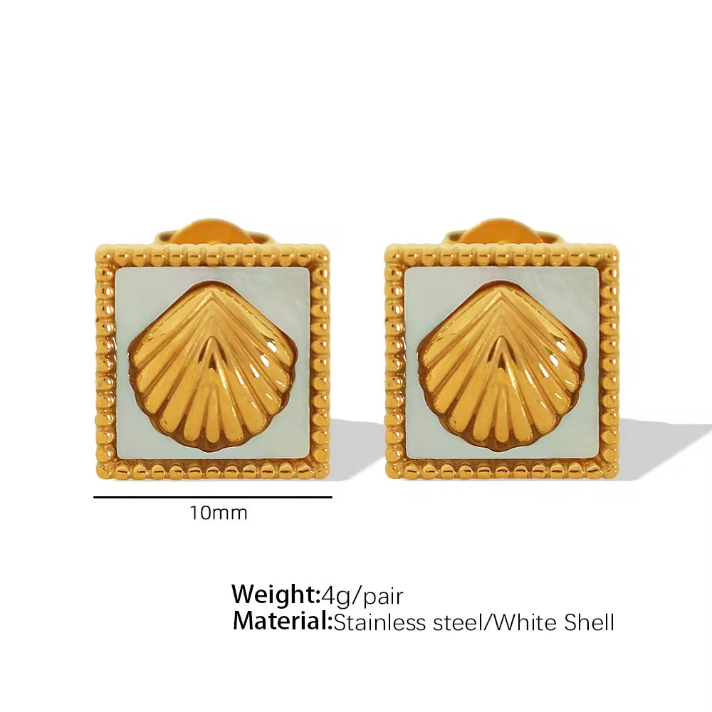 JEWELRY Fashionable Elegant Stainless Steel Metal Earrings Premium Feeling Shell Earrings for Women My Store