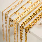 Dainty 18K Gold Plated Stainless Steel Simple Jewelry Gift Waterproof Chain Cross Double Layer Daity Anklet for Women My Store