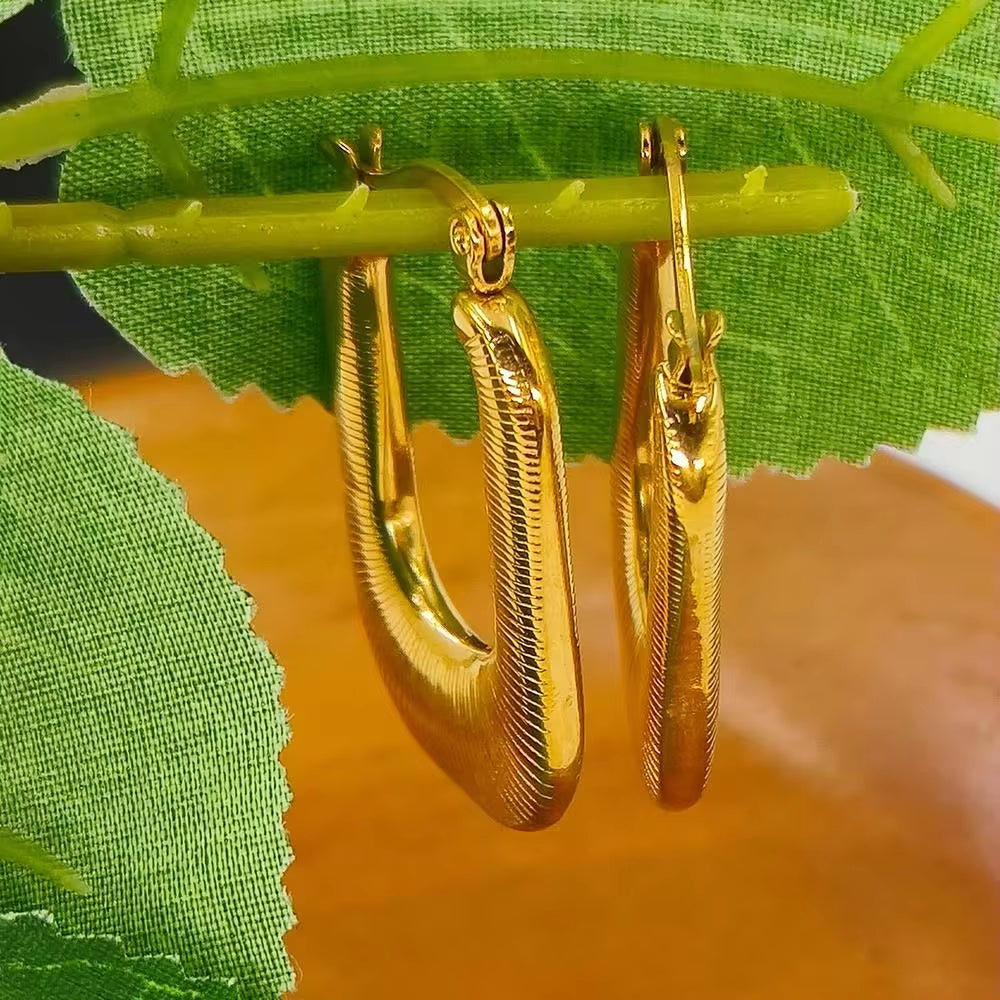 Square Chunky Hoop Earrings Letter Huggies 18K Gold Plated Earrings Delicate Minimalist Stainless Steel Jewelry 2024 My Store