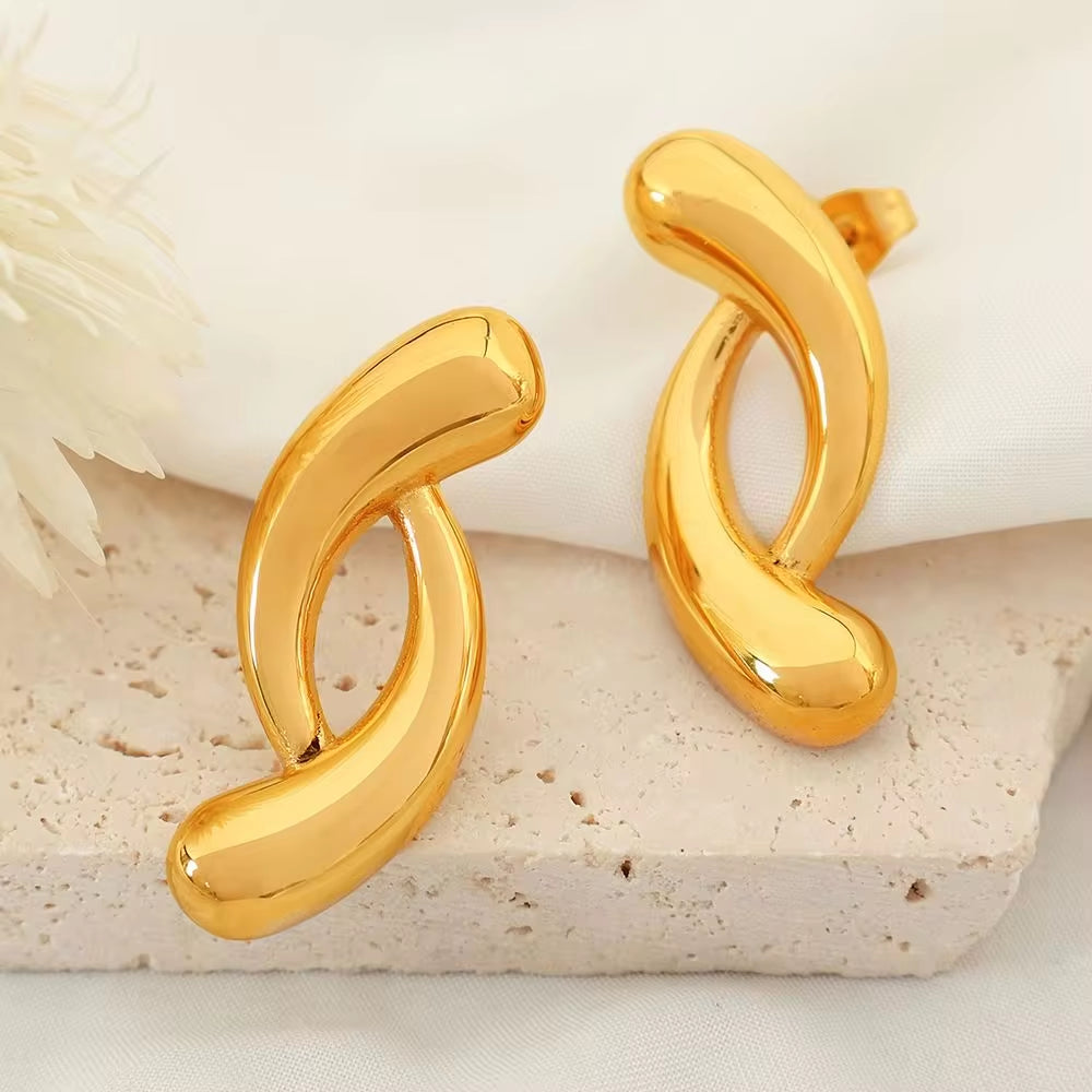 JEWELRY EH279 Simple and Versatile Irregular Circle Geometric Earrings Stainless Steel 18K Gold Plated Earrings My Store