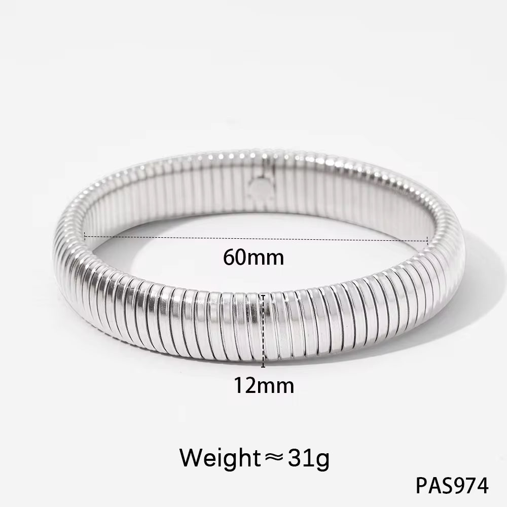 Chunky Statement Elastic Snake Chain Bangles Bracelet Exaggerated Streetwear Non Tarnish Stainless Steel Bangle Jewelry My Store
