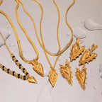 Original Design 18K Gold Plated Stainless Steel Rivet Chunky Texture Heart Earring Necklace for Women My Store