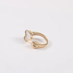 Wholesale 18K Gold Plated Stainless Steel Two Heart Shell Rings for Women My Store