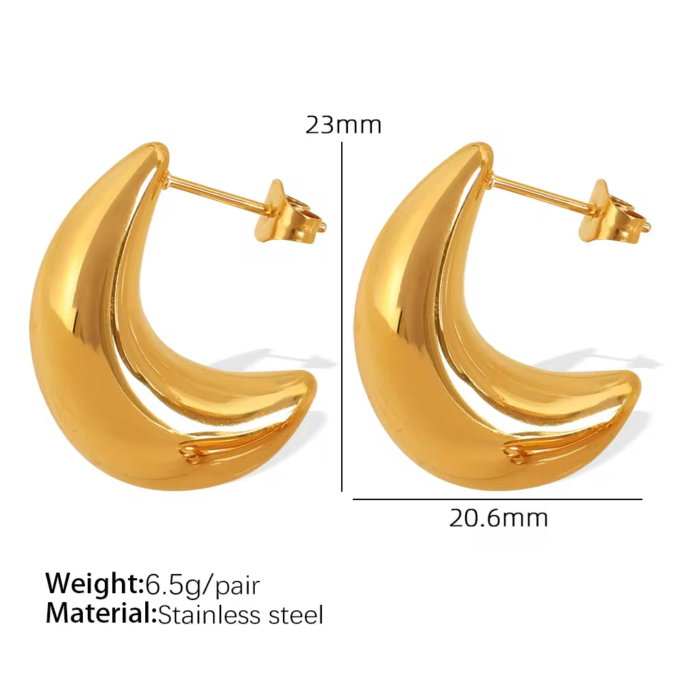 JEWELRY EH284 Factory Hot Sale Stainless Steel Earrings Premium Earrings 18 Gold Moon Earrings My Store