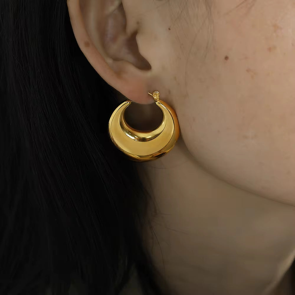 JEWELRY EH24-EH25 French High Quality Earrings Glossy Stainless Steel 18K Gold Plated Earrings Wholesale My Store