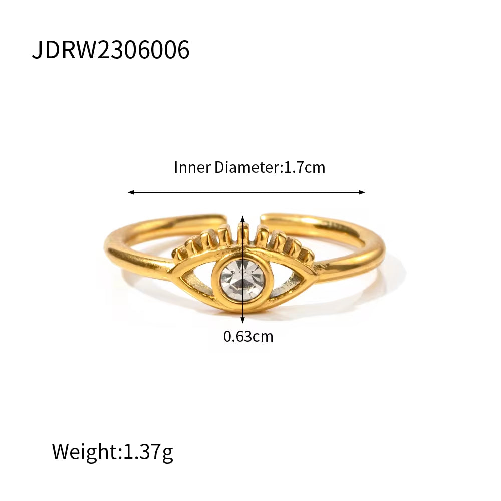 Trendy Devil'S Eye Cubic Zirconia Open Ring 18K PVD Gold Plated Stainless Steel Czs Ring for Women My Store