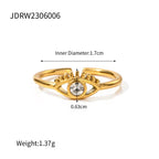 Trendy Devil'S Eye Cubic Zirconia Open Ring 18K PVD Gold Plated Stainless Steel Czs Ring for Women My Store