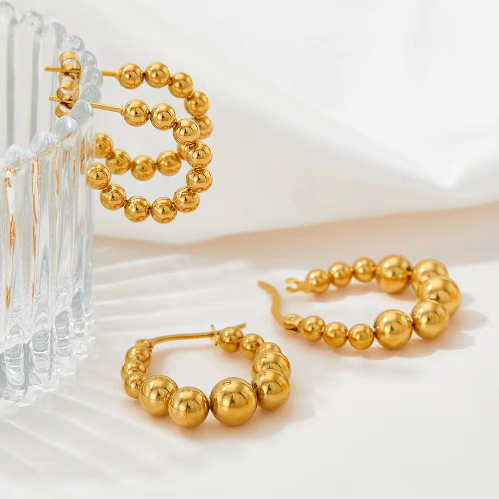 Hot-Selling Jewelry New round Steel Ball Earrings Earrings European and American Fashion Creative Women'S Earrings My Store