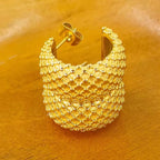 Dropshipping Waterproof Grain Fat Earrings 18K Gold Plated Stainless Steel Tarnish Free Cute Jewelry My Store