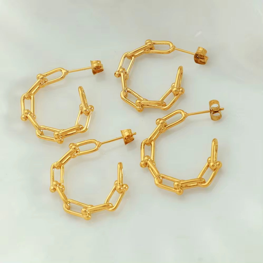 JEWELRY EH218 French Horseshoe Chain Design Earrings C Shaped Earrings Hundred Earrings Women My Store