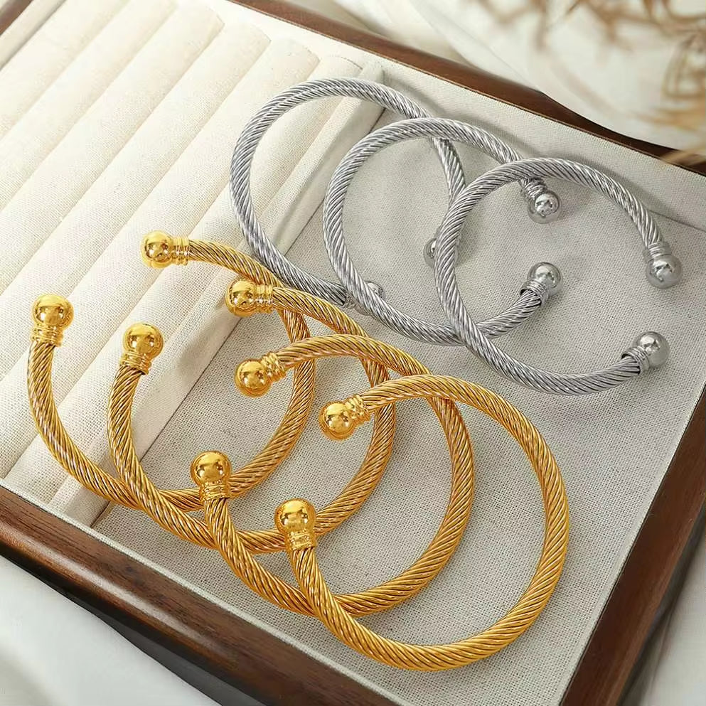 JEWELRY SZ55 Custom Stretch Threaded Stainless Steel Wire Bracelet Wholesale for Men Bangles My Store