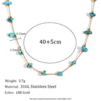 Turquoise Choker Gemstone Beaded Gold Plated Necklace Stainless Steel Jewelry Valentines Day Gift 2024 My Store