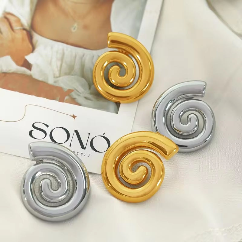 JEWELRY EH165 Made in China Vintage Stainless Steel 18K Gold Plated Swing Back Conch Earrings for Women My Store