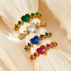 Gold Plated Adjustable Crystal Heart Shape Zircon Inlay Ring Tarnish Free Stainless Steel Diamond Wedding Rings My Store