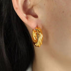 JEWELRY EH193 High Quality Cheap Price Heavy Duty Earrings Stainless Steel 18K Genuine Gold Plated Studs My Store