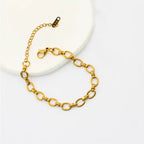 Waterproof Adjustable O-Link Chain Bangles 18K Gold Plated Stainless Steel Lobster Clasp Bracelet My Store