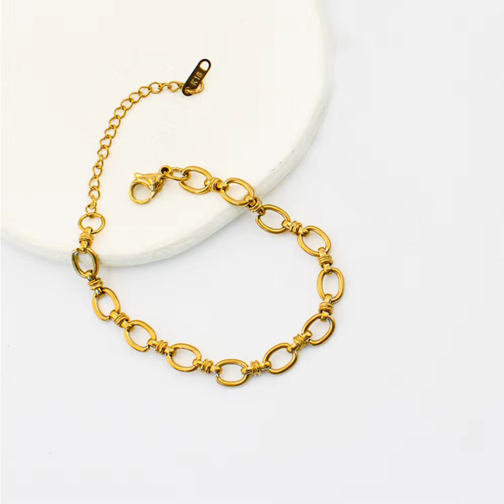 Waterproof Adjustable O-Link Chain Bangles 18K Gold Plated Stainless Steel Lobster Clasp Bracelet My Store