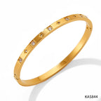 Luxury Gold Plated Oval Zircon Cuff Bracelets Stainless Steel Pave Zircon Bangle My Store