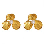 JEWELRY EH139 China Wholesale New Pearl Stainless Steel Earrings Petal Earrings Gold-Plated 18K for Women My Store