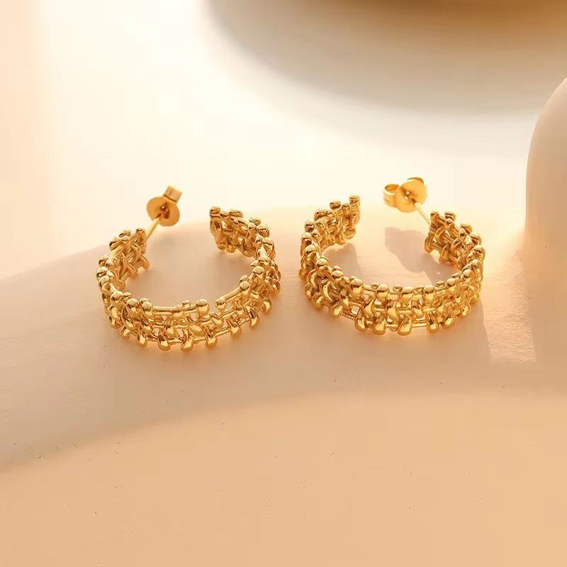 Custom Fashion Jewelry Stainless Steel for Women 18K Gold Plated Chunky Statement Studs Earrings My Store