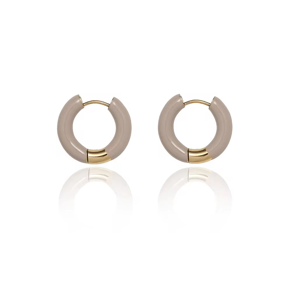 French Stainless Steel Enamel Hoop 18K Gold Plating Colorful Oil Dripping Huggie Clip on Earring for Girls My Store