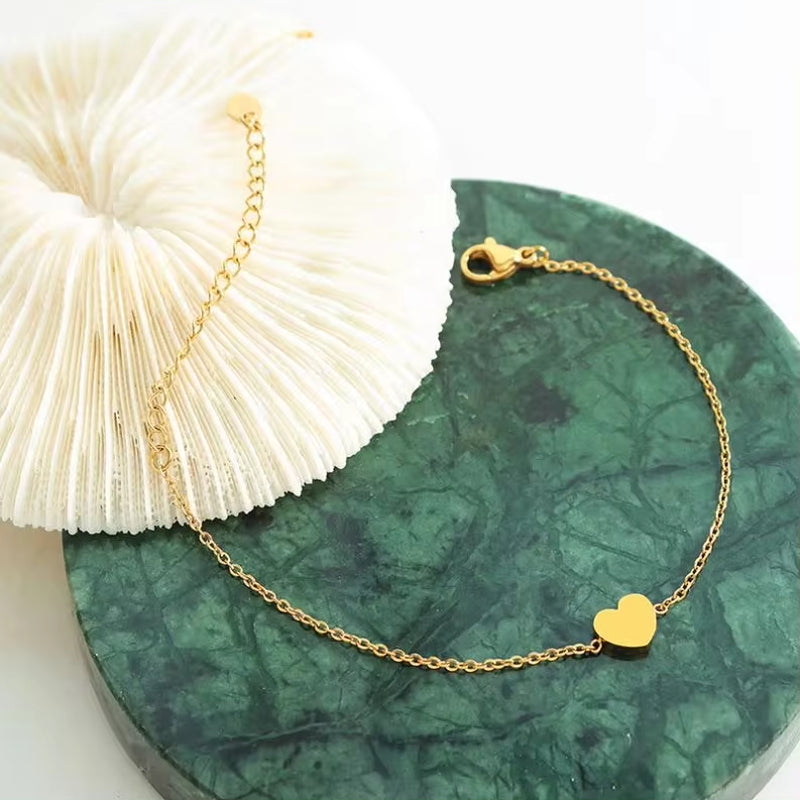 18K Plated Gold Non-Fading Stainless Steel Heart Bracelet Jewelry Ladies Armband My Store