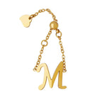 Stainless Steel Charm Adjustable Beads Chain Titanium Steel Letter M Rings Jewelry Women My Store