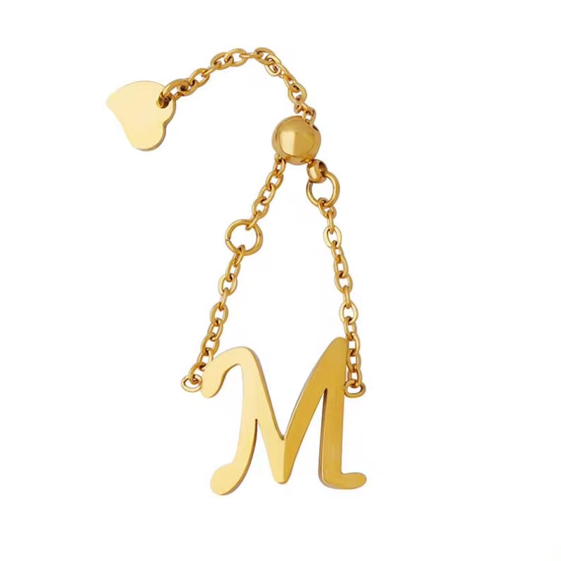 Stainless Steel Charm Adjustable Beads Chain Titanium Steel Letter M Rings Jewelry Women My Store