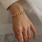 18K Gold Plated Stainless Steel Cuban Chain Magnetic Magnet Lock Bracelet for Women Ladies My Store