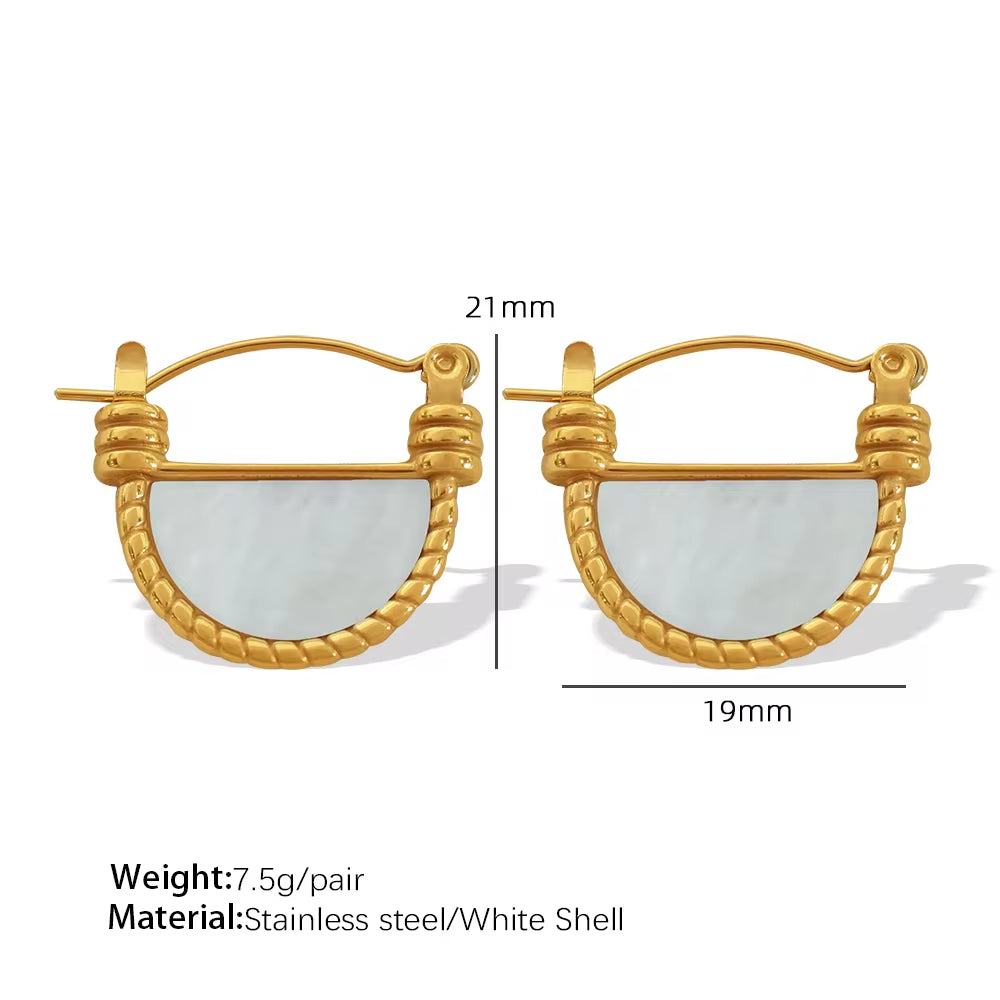 JEWELRY XL78-EH221 Factory Made Thick Cut White Mother of Pearl Premium Feeling Airy Necklace and Earrings Set Women My Store