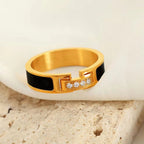 JEWELRY JZ31 French Quad Diamond Micro Diamond Index Ring Stainless Steel Gold Plated 18K My Store