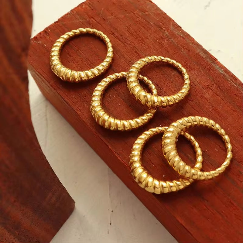 Retro New Arrival Waterproof Jewelry 18K Gold Plated Simple round Shape Rings for Women My Store