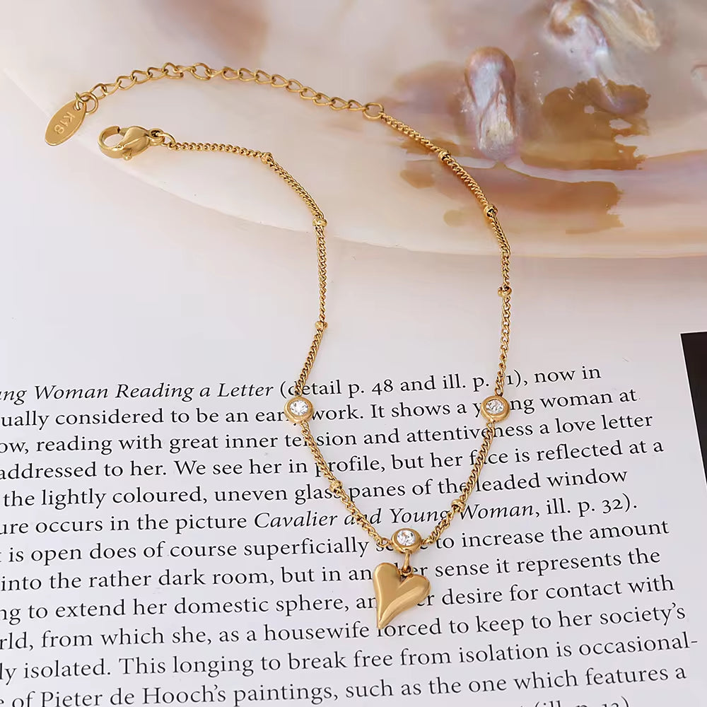 Wholesale New Zircon Three-Dimensional Love Heart Pendant 18K Gold Plated Ankle Chain Foot Jewelry Anklets My Store