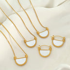 JEWELRY XL78-EH221 Factory Made Thick Cut White Mother of Pearl Premium Feeling Airy Necklace and Earrings Set Women My Store