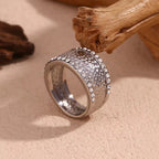 Vintage Hammered Zircon Signet Ring PVD Gold Plated Jewelry Stainless Steel Statement Jewelry My Store