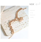 18K Gold Chunky Heart Curb Splicing Stainless Steel Smooth Double Layer Heart Chains Bracelet Women My Store